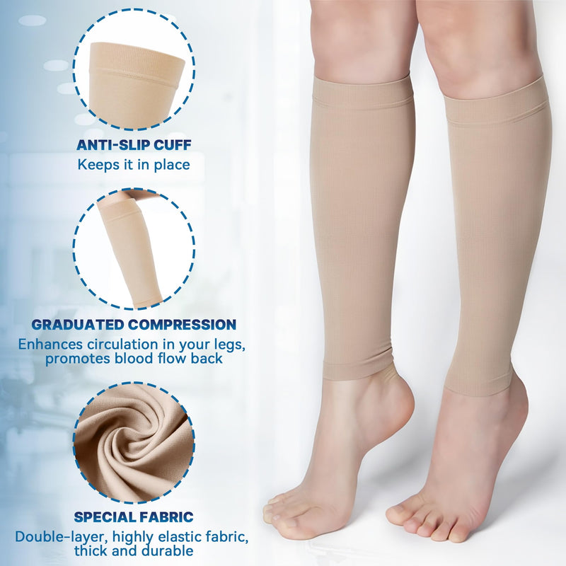 [Australia] - BellaAktion Calf Medical Compression Stockings Women & Men Compression Socks Medical with 20-30 mmHg Graduated Support Thrombosis Stockings Support Stockings for Varicose Veins Edema XL Beige 
