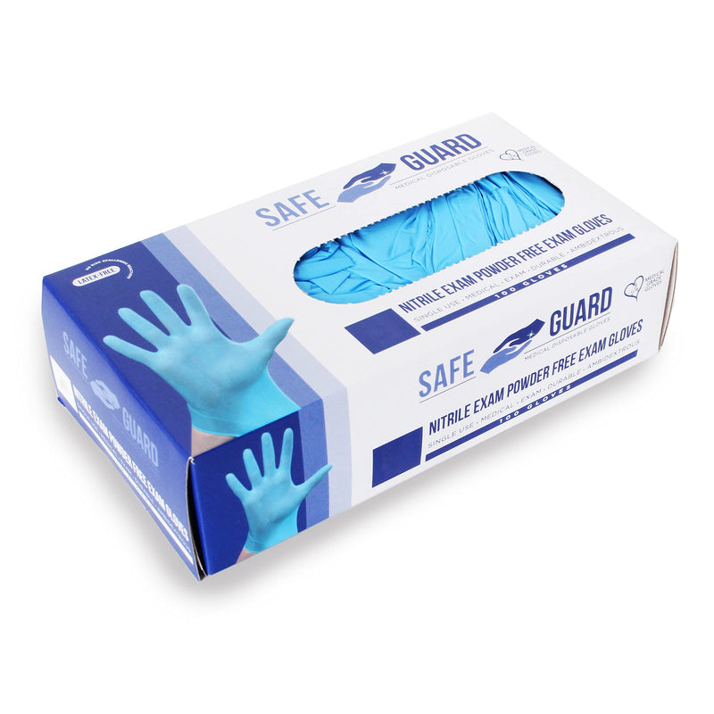 [Australia] - Safeguard Nitrile Exam Disposable Gloves, Powder Free and Latex Free, Multi Use Gloves, Food Service Use, 100 Count, Size Large, Blue Large (100 Count) Box 
