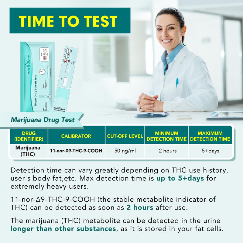 Easy@Home 10 Pack Marijuana Drug Test Kit - Urine THC Test for Home Use | THC Urine Tests (Cannabinoids Test) for Home Use, THC Detox Testing Kits 50ng/mL, Drug Testing Kit Track THC #EDTH-114