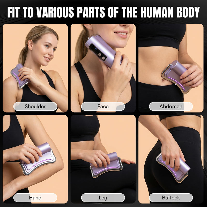 2026 New Upgrad Electric Muscle Scraper Tool for Full Body, Massage, Heated, Relaxation & Skincare, 4 Modes 3 Levels Multifunctional Gua Sha Tool Gifts for Family (Purple) Purple