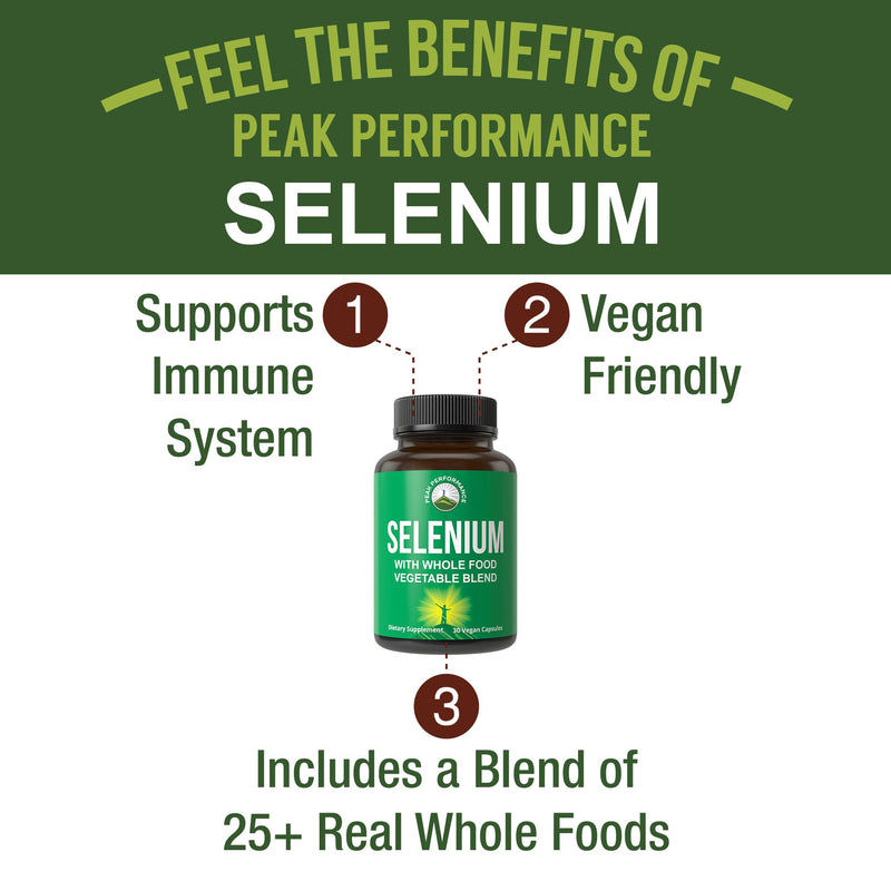 [Australia] - Selenium Supplement with Whole Food Blend of 25+ Vegetables and Fruits for Max Absorption. Pure Selenium Vegan Capsules for Immune System, Thyroid Support, Heart Health, Prostate Support. 30 Pills 