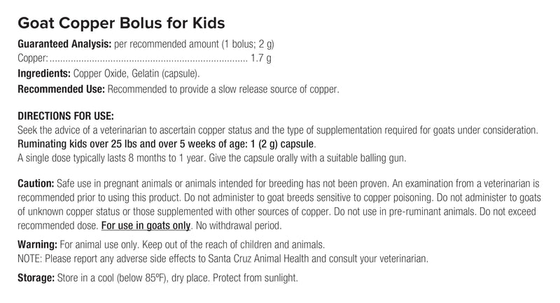 [Australia] - UltraCruz - sc-364925 Goat Copper Bolus Supplement for Kid Goats, 100 Count x 2 Grams 