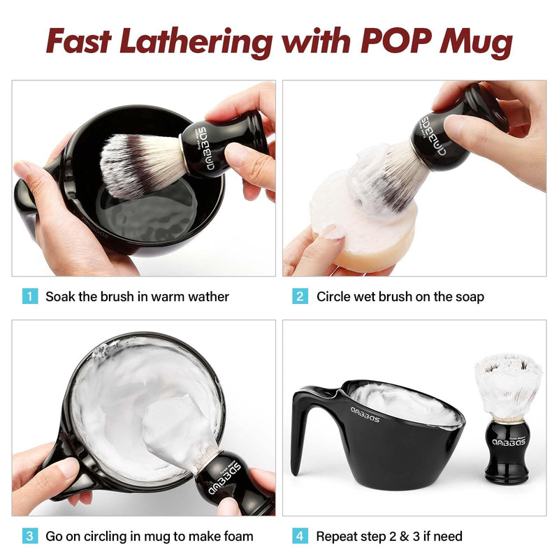 [Australia] - Anbbas Faux Badger Bristles Shaving Brush with Food-Grade Melamine POP Mug for Lathering and 3.5oz Shaving Soap Refill for Men Wet Shave,Women Girls Hair Removal Black 