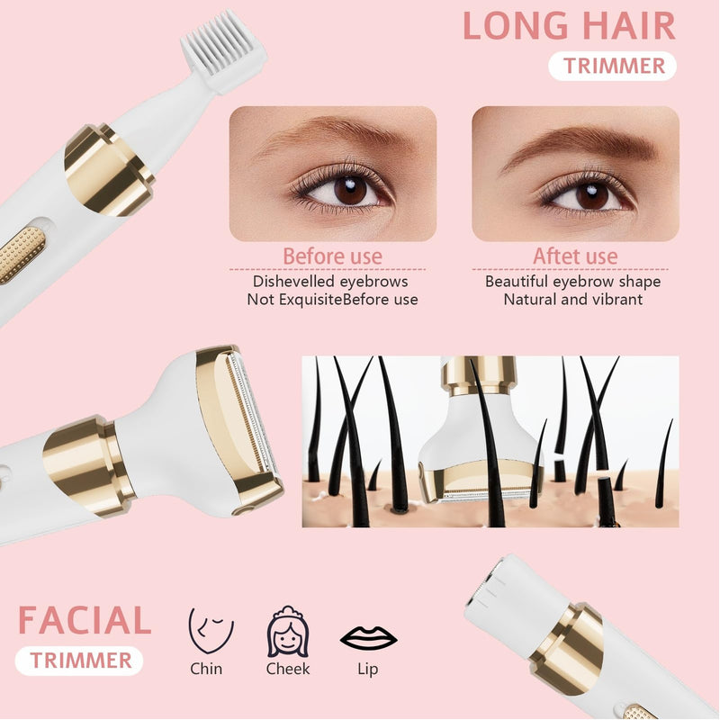 [Australia] - Electric Razor for Women,4 in 1 Womens Shaver Electric Bikini Trimmer Pubic Hair Removal Wet & Dry Painless Shaver for Legs Underarms Eyebrow Face Nose and Bikini Grooming Kit for Women 3021 Gold 
