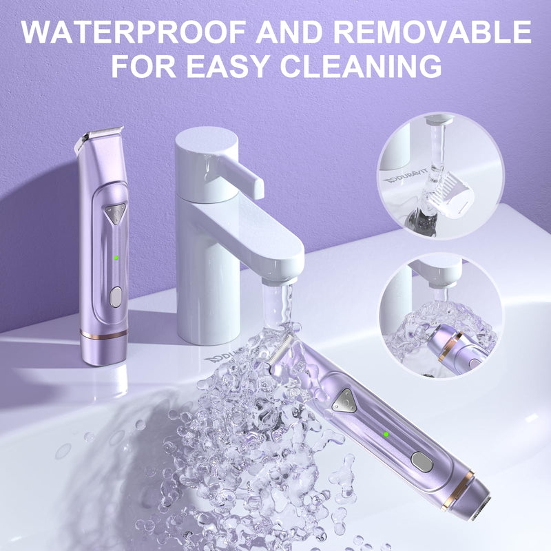 Dermave Bikini Shaver - Bikini Trimmer for Women, Waterproof Electric Dual Head Shaver (Purple) Purple