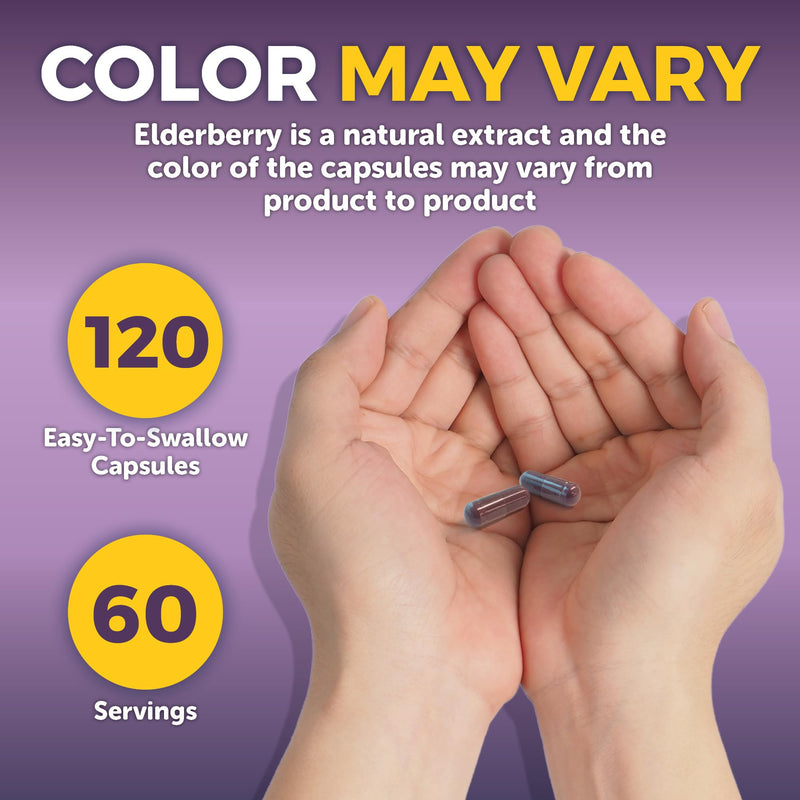 Viva Naturals Elderberry with Vitamin C and Zinc for Adults - 5 in 1 Sambucus Black Elderberry Capsules with Vitamin D3 5000 IU Immunity Supplement, Sambucus Elderberry Immune Support Supplement 120 Count (Pack of 1)