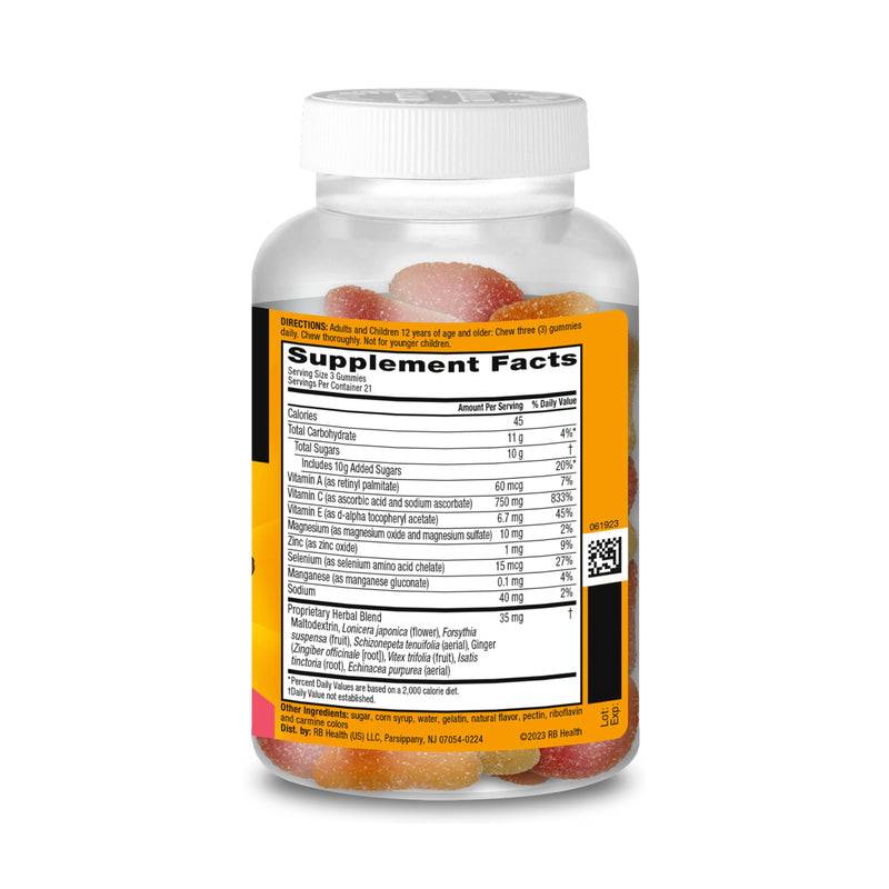 Airborne 750mg Vitamin C Gummies for Adults, Immune Support Supplement with Powerful Antioxidants Vitamins A C & E - 2x63ct Bottles (126 Gummies), Assorted Fruit Flavor | Antioxidants Vitamins A, D & E + Zinc, Selenium, and Manganese, Herbal Blend, Nat...