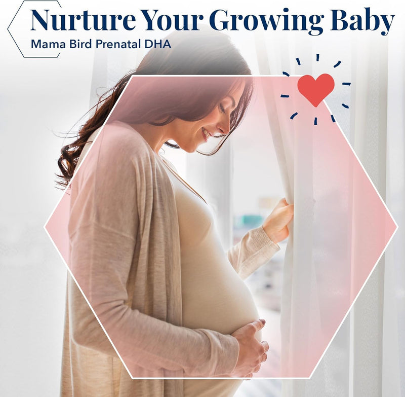[Australia] - Best Nest Wellness Mama Bird Prenatal DHA Vitamin, Prenatal Omega 3 DHA Supplements, Supports Baby's Brain & Eye Development, 500 mg Triglyceride Fish Oil, Easy to Swallow Lemon Flavor Softgels, 60 Ct Fish Oil DHA 