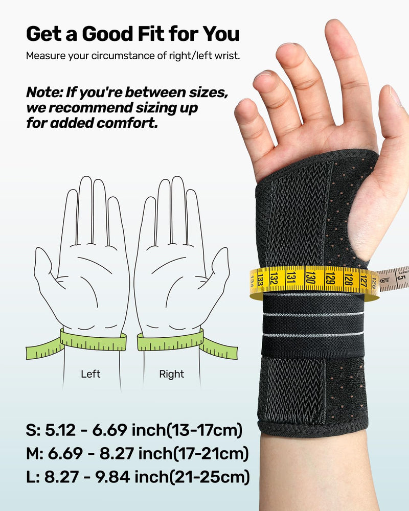 [Australia] - Carpal Tunnel Wrist Brace, Night Wrist Support No Pressure on Thumb, Lightweight Hand Brace for Sleeping Work, Splint Stabilizer Pain Relief for Sprain Arthritis, Gray Right Hand, Size M Medium 