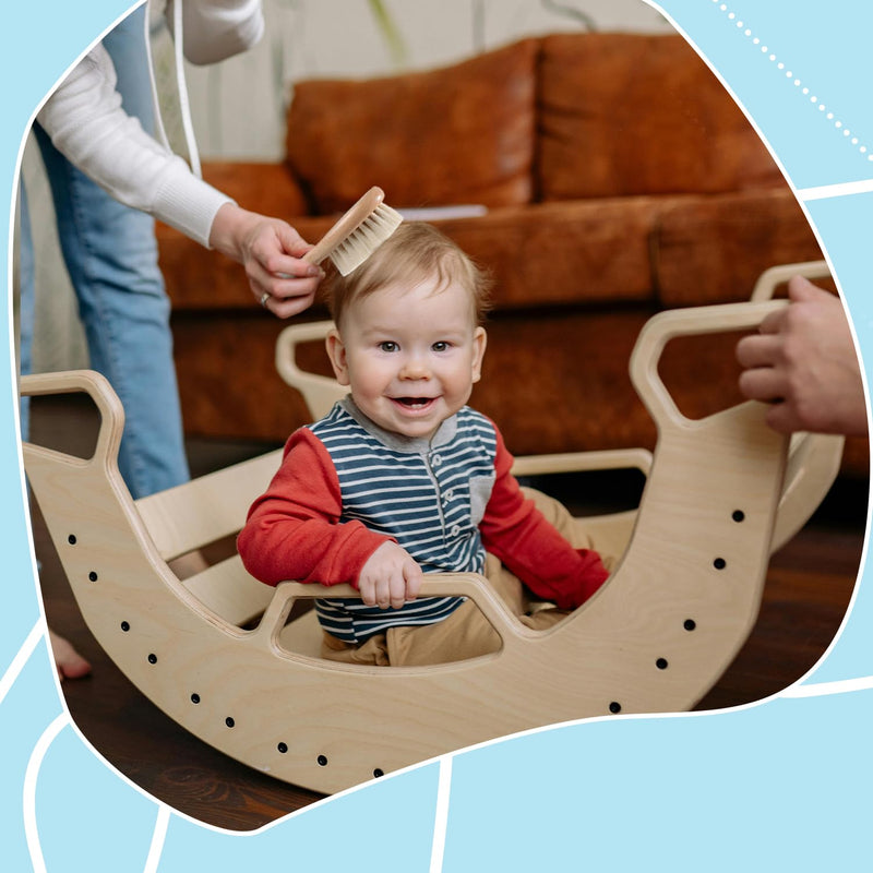 [Australia] - Baby Hair Brush and Comb Set, Wooden Baby Hair brush with Soft Goat Bristle and Wood Comb for Newborn Essentials, Good for Cradle Cap 