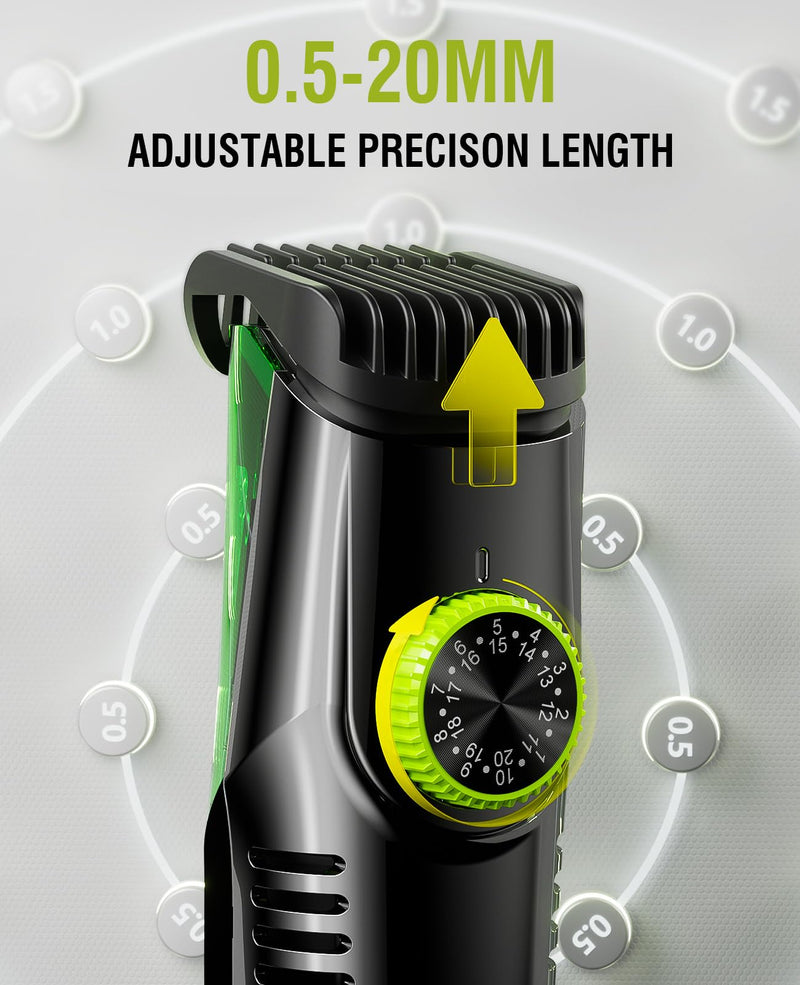 [Australia] - SHPAVVER Beard Trimmer for Men: Vacuum Mustache Trimmer for Less Mess -IPX7 Waterproof- Rechargeable Electric Beard Cutting Kit with Adjustable Length Comb-Built-in Vacuum for Sideburns, Stubble Deep Black 