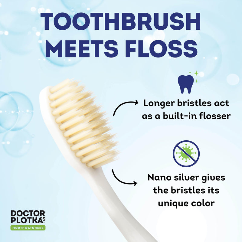 [Australia] - MOUTHWATCHERS Soft Flossing Manual Toothbrush for Adults, 2 Pack, Ultra Clean, Good for Sensitive Teeth and Gums, by Dr. Plotka's, Colors May Vary 