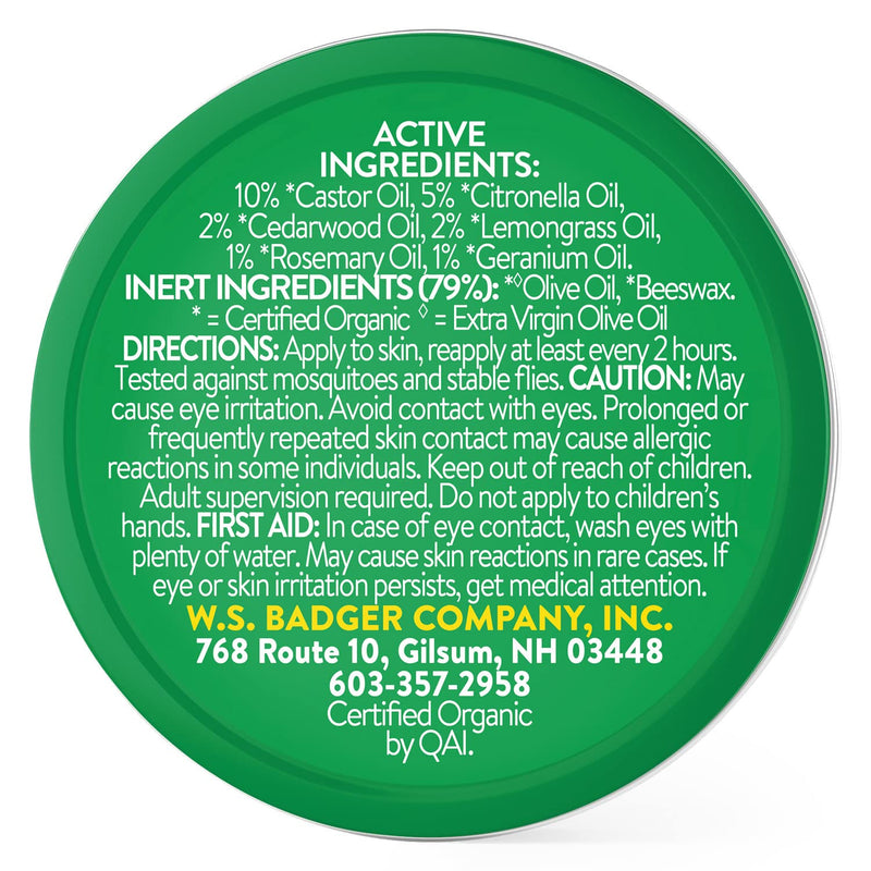 [Australia] - Badger Bug Repellent Tin, Organic Deet-Free Mosquito Repellent with Citronella, Family Friendly Pleasant Smelling Insect Repellent, Easy to Use Travel Size, .75 oz Tin 0.75 Ounce (Pack of 1) 