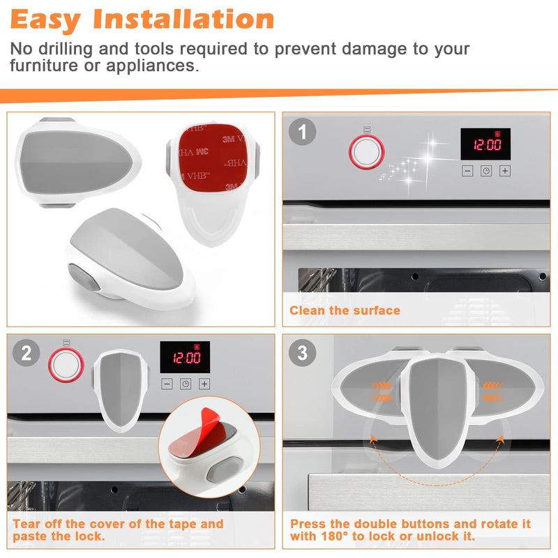 [Australia] - Oven Door Lock Child Safety,Oven Baby Proof Childproof Oven Front Lock Easy to Install and Use Heat-Resistant and Durable Material, with 3M Adhesive, No Screws or Drill（1pc, White） 1PACK 