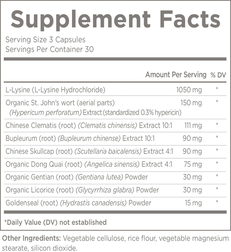 [Australia] - Natural Wellbeing Trilex Essentials for Cold Sores - with Lysine, St. John's Wort (Hypericin) for Smooth and Healthy Lips - Herbal Supplement 90 Veg caps 
