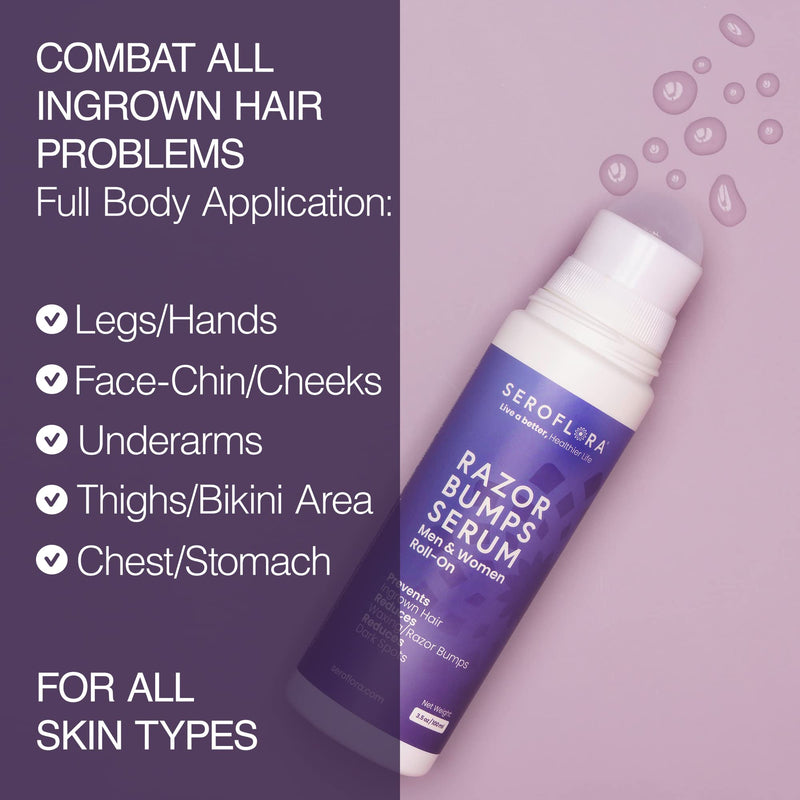 [Australia] - Seroflora Razor Bumps Treatment for Women - Ingrown Hair Treatment - Razor Bump for Bikini Area - After Shave & Waxing - Roll-On-Face, Legs, Body (3.5floz) 
