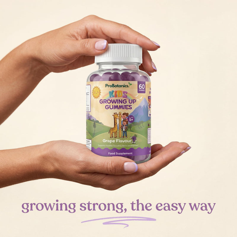 Kids Growth Gummies – Calcium, Vitamin D3 & K2 for Normal Bone Growth & Development in Children | 60 Vegan Grape Chews with Zinc, Astragalus & Collagen | Growing-Up Multivitamin, Ages 5+