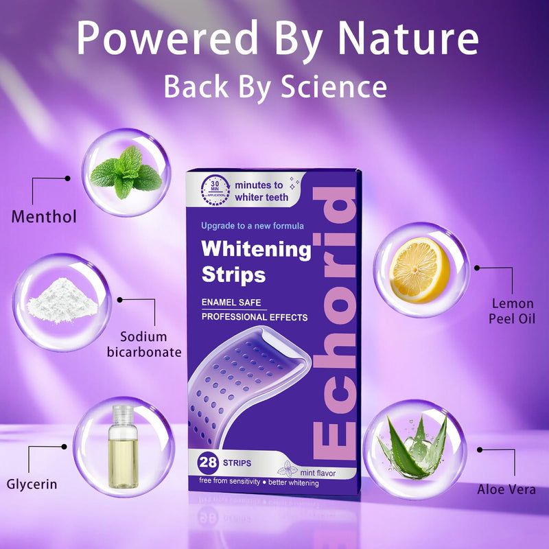 Purple Teeth Whitening Strips 14 Treatments, Whitening Strips for Sensitive Teeth and Enamel Safe, Teeth Whitening Effectively Remove Stains (28 Strips)