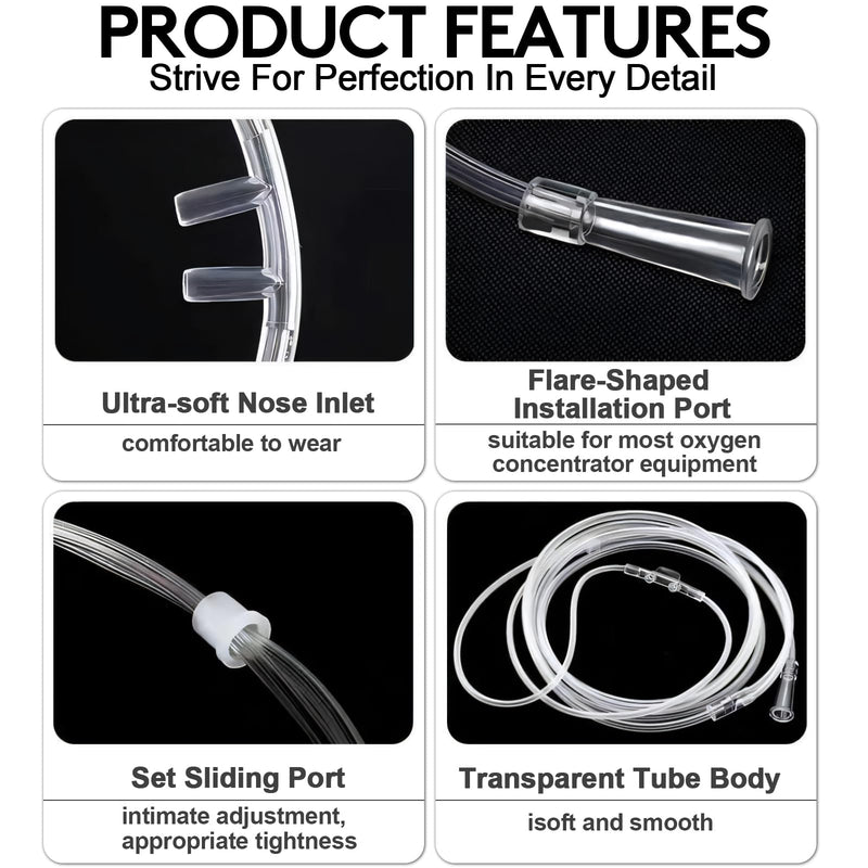 [Australia] - Nasal Cannula for Oxygen Concentrator, 16ft Oxygen Tubing Reusable Soft(Pack of 2) White 2 Pack - 16ft 