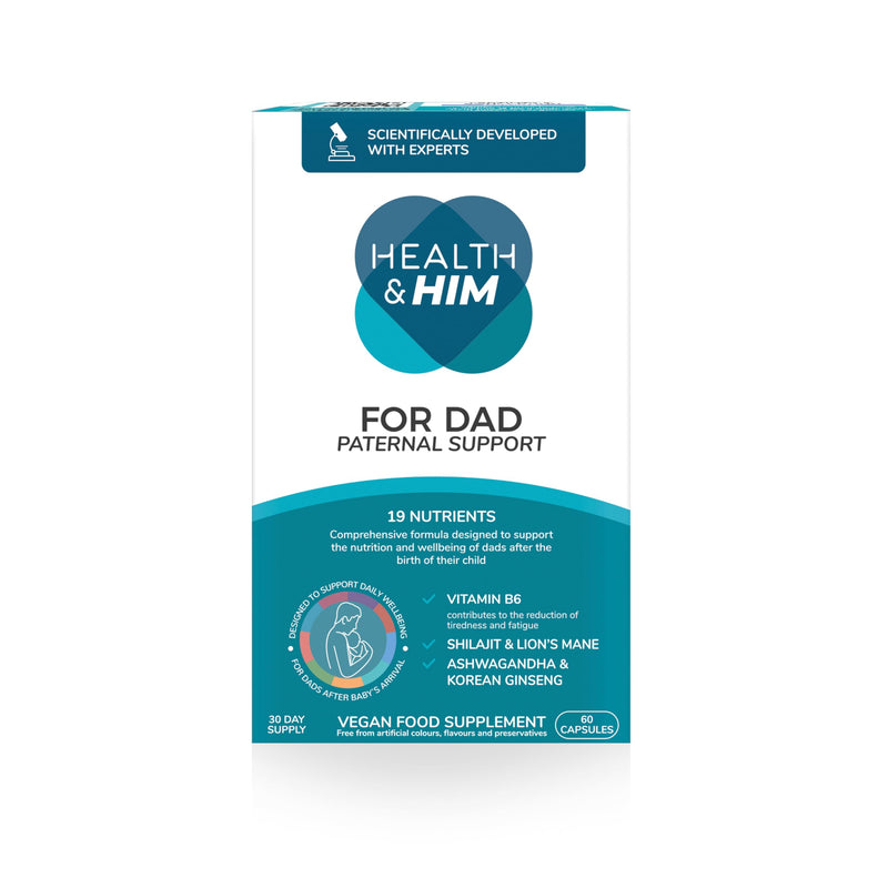 Health & Him for Dad - Mens Multi-Nutrient Paternal Support - Contains Shilajit, Lion's Mane, Ashwagandha & Korean Ginseng - 60 Capsules - 30 Day Supply - Vegan & Gluten Free 60 count (Pack of 1)