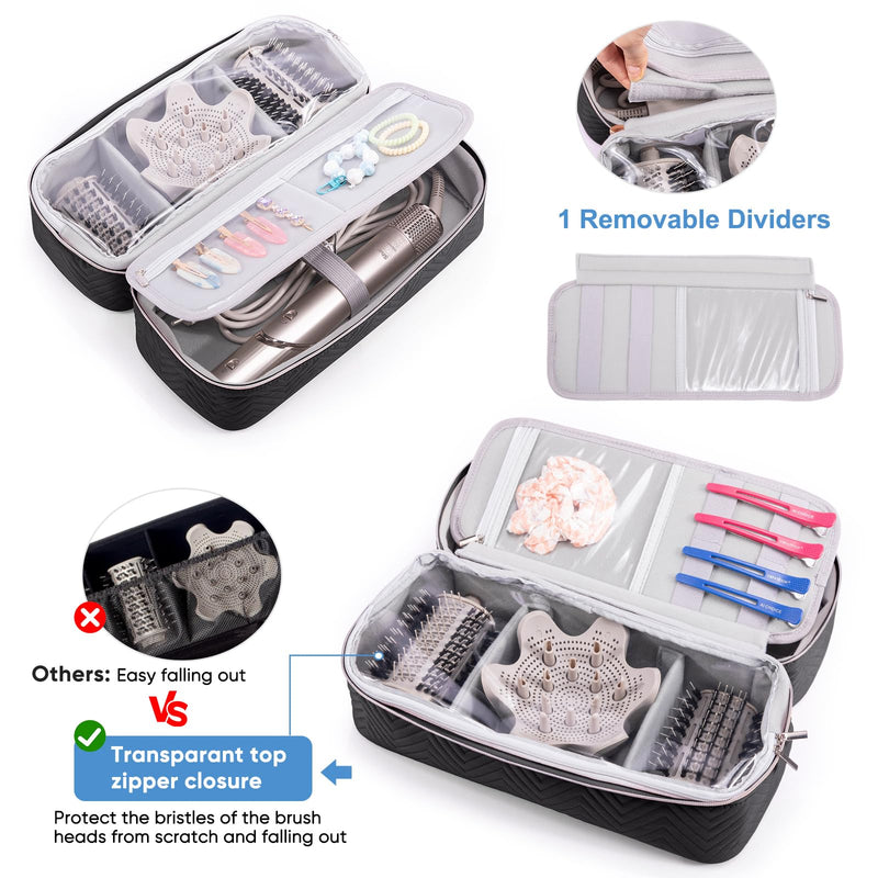 [Australia] - Hair Tools Travel Case - Black Dryer Bag, Large Case for Shark FlexStyle/SmoothStyle, Air Wrap Dryer & Curling Iron Organizer 