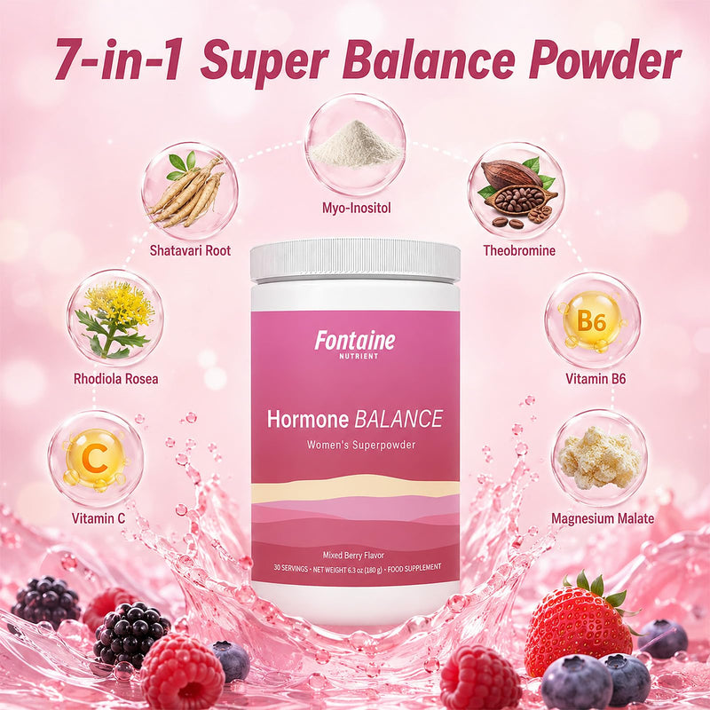 Superbalance Hormonal Support Drink Mix, Myo-Inositol Hormone Balance Supplement for Women, SRI-81 Shatavari, Myo-Inositol, Rhodiola Rosea, Vitamin C, Magnesium, Theobromine, 30 Servings,180g