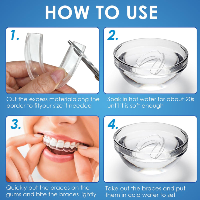 [Australia] - Pack of 4 dental splints for nighttime teeth grinding, bite splint to stop bruxism, improves sleep, transparent braces, against bruxism and teeth grinding No 