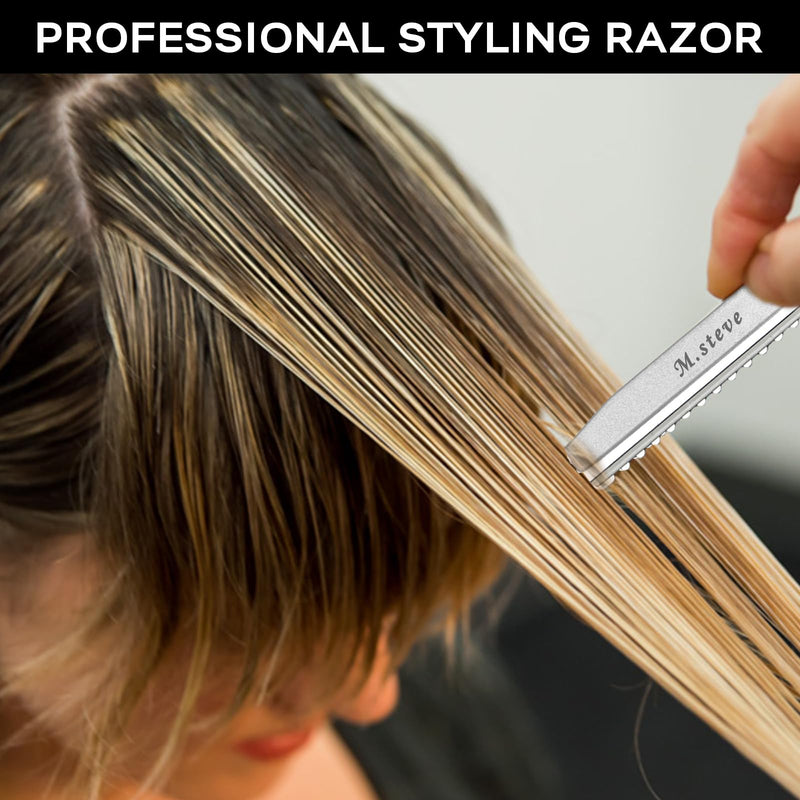 [Australia] - Hair Cutting Razor, Hair Razors For Cutting Hair Professional Styling Razor with Replacement Stainless Steel Blades for Salon/Home -11PCS Silver 