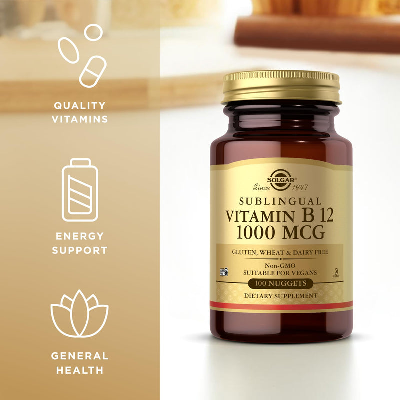 Solgar Sublingual Vitamin B12 1000 mcg - 250 Nuggets, Pack of 2 - Non-GMO, Vegan, Gluten Free, Dairy Free, Kosher - 500 Total Servings 250 Count (Pack of 2)