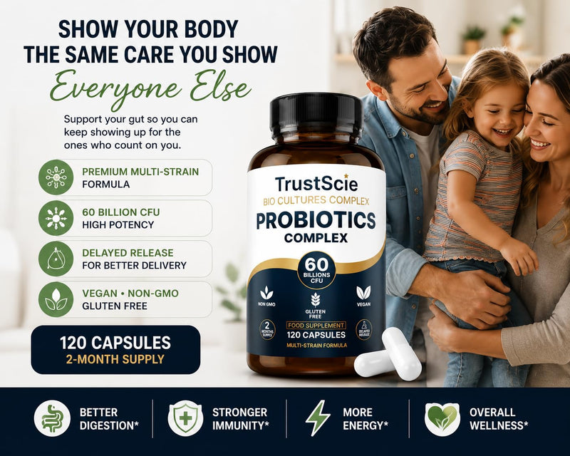 Probiotics for Gut Health & Bloating Support – 60 Billion CFU – 20 Live Cultures with Lactobacillus & Bifidobacterium – Delayed Release Capsules – 2 Month Supply