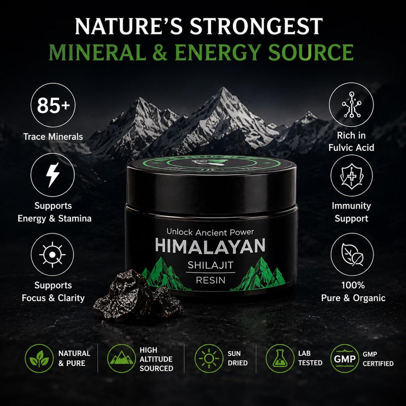 The Organic Vital Himalayan Shilajit Resin – Natural Energy and Vitality Support for Men and Women - 20g - Pure Mineral Supplement for Stamina & Brain Health