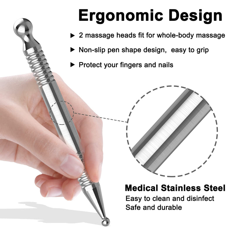 [Australia] - Acupuncture Pen - Stainless Steel Deep Tissue Acupressure Pen - Manual Acupuncture Pen for Full Body Meridian Pain Relief and Face Massage 