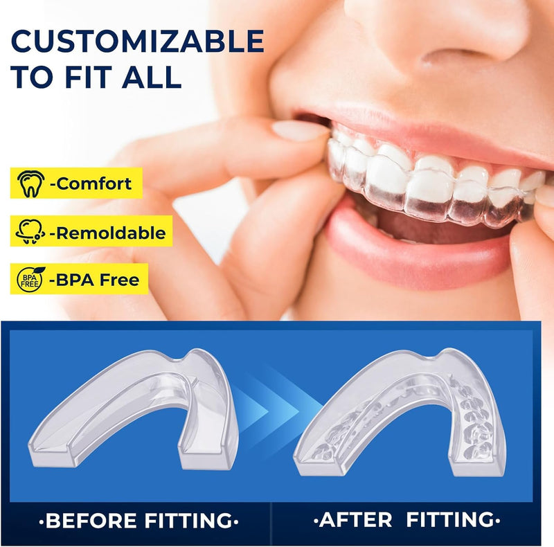 Mouth Guard for Grinding Teeth at Night: Mouth Guard for Sleeping - Night Guard for Teeth Grinding (Two Sizes /4 Packs) 4 Pack