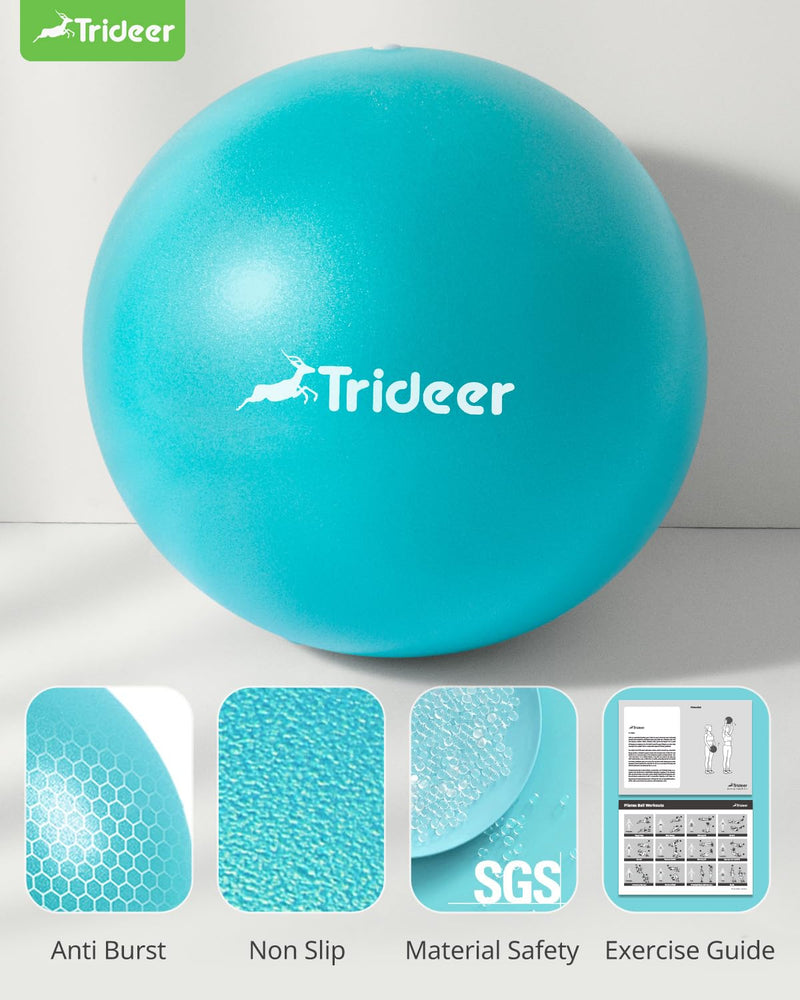 [Australia] - Trideer Pilates Ball 9 Inch with Pump,Core Ball, Mini Pilates Ball for Physical Therapy,Small Exercise Ball Between Knees,Small Workout Ball for Barre,Yoga,Stability,Workout,Office&Home Gym Turkis 