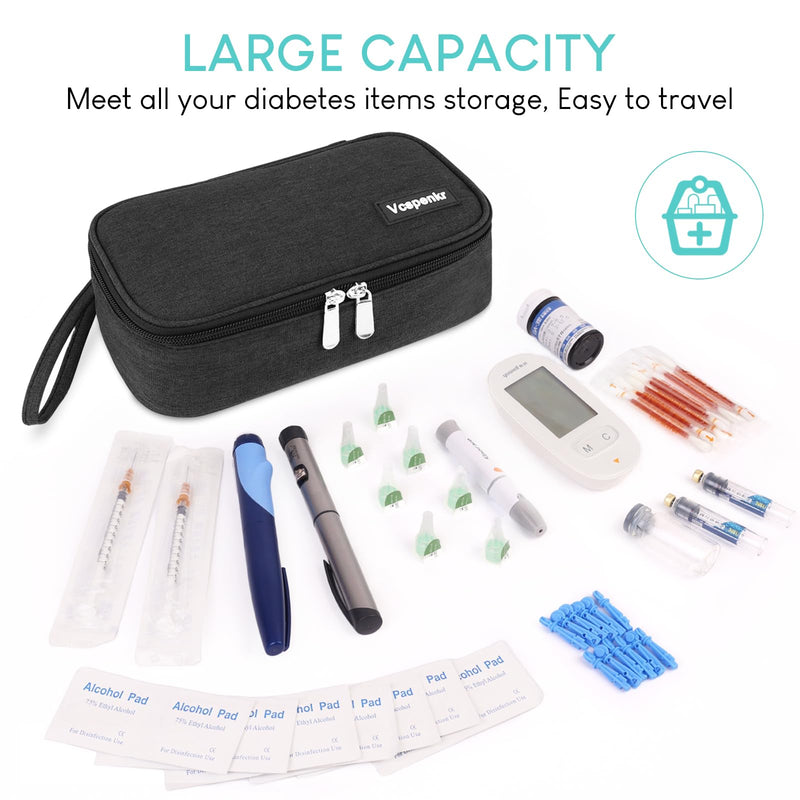 [Australia] - Insulin Cooler Travel Case, Diabetic Medicine Carrying Bag with 2 * 200g Ice Packs, Large Capacity Insulated Organizer Medication Cooler Bag for Insulin Pens and Diabetes (Black) black 