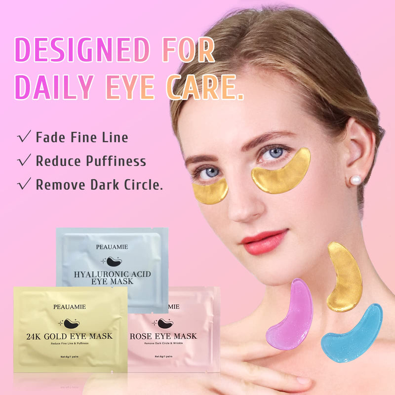 [Australia] - Under Eye Patches (30 Pairs) Gold Eye Mask and Hyaluronic Acid Eye Patches for puffy eyes,Rose Eye Masks for Dark Circles and Puffiness under eye skin care Smooth Wrinkles products 