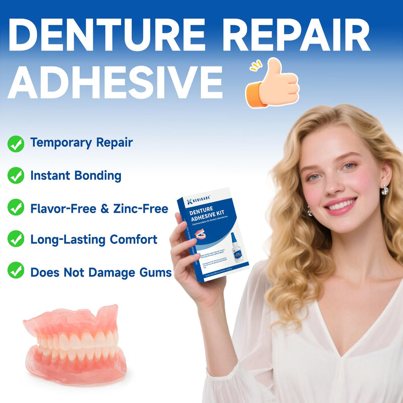 [Australia] - Dental Lab Denture Repair Glue Kit (1oz), Instant Bonding Denture Adhesive, Repair Cracks and Secure Loose Teeth, Safe Bonding No Irritating Odour 