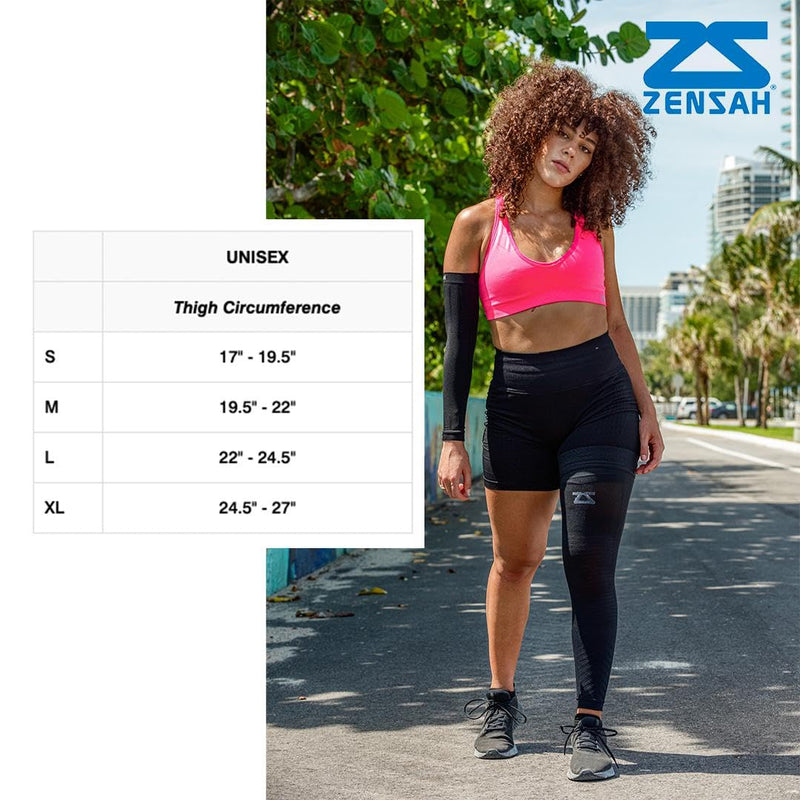 [Australia] - Zensah Full Leg Compression Sleeve - Long Length Support for Thigh, Knee, Calf for Men, Women, Running, Basketball, Football X-Large Black 1 