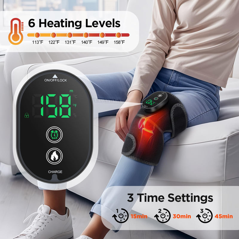 DREAMSOME Cordless Knee Heating Pad, Portable Electric Knee Warmers for Women and Men, Heated Knee Wrap Brace for Joint Pain Relief Heartwarming Christmas Gift for Dad and Mom 2 Pack 2 Pack Heat Only