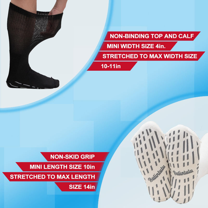 [Australia] - Extra Width Diabetic Socks Men Women-4 Pairs Wide Edema Sock for Swollen Feet,Non Slip Cast Bariatric Socks 13-15 Black 