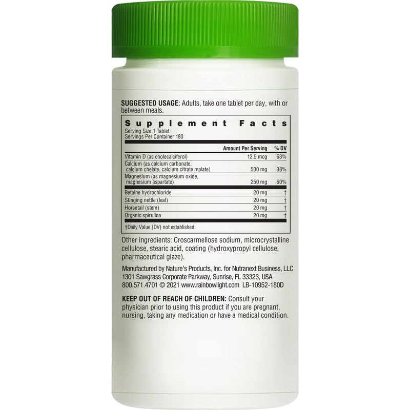 [Australia] - Rainbow Light Calcium With Magnesium and Vitamin D3 Tablets, Dietary Supplement Provides Bone Health and Teeth Support, With Calcium, Magnesium and Vitamin D, Vegetarian and Gluten Free, 180 Count 180 Count (Pack of 1) 