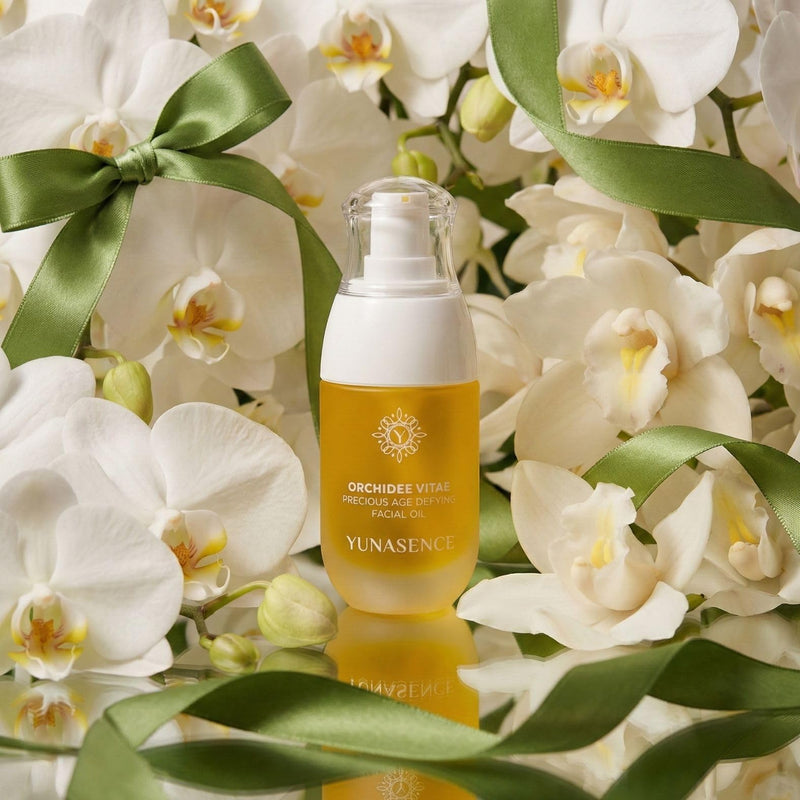 YUNASENCE ORCHIDEE VITAE Precious Organic Anti-Aging Face Oil Serum, w/Orchid Flower, Rose Absolute, Argan, Maracuja, Papaya, Vitamin C, Amino Acid.1oz Boosts collagen, improves skin elasticity.