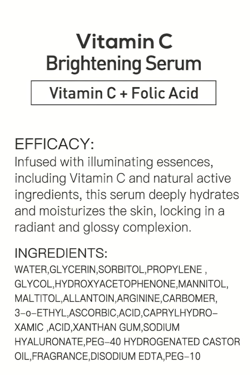 MAYA Vitamin C Brightening Serum with Folic Acid, Face Serum for Hydration & Glow, Lightweight Daily Facial Serum, 30ml