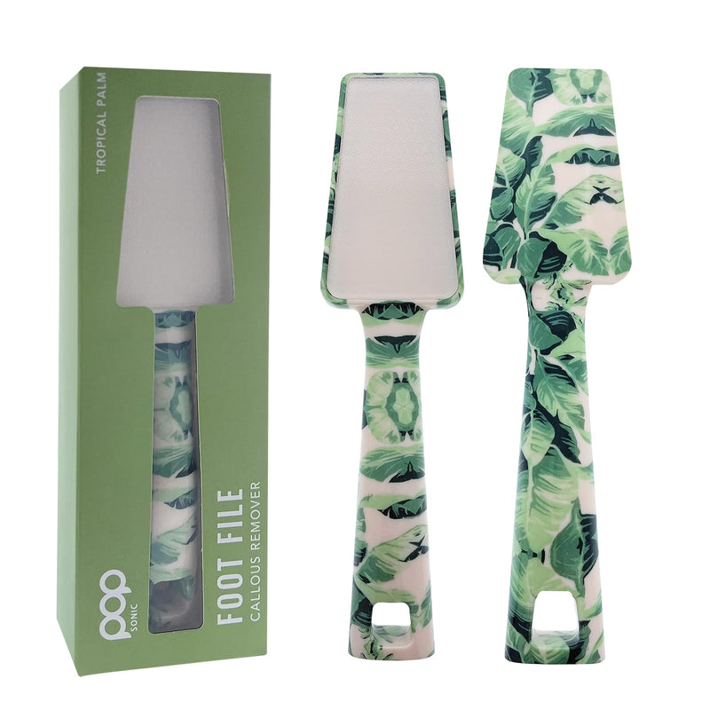 Pop Sonic Nano Glass Foot File (1 Unit) | Foot Callous Removal for Smooth, Soft Feet | Foot Scraper for Dead Skin Remover | Perfect Pedicure Tools at Home or Salon Use (Tropical Palm) Tropical Palm