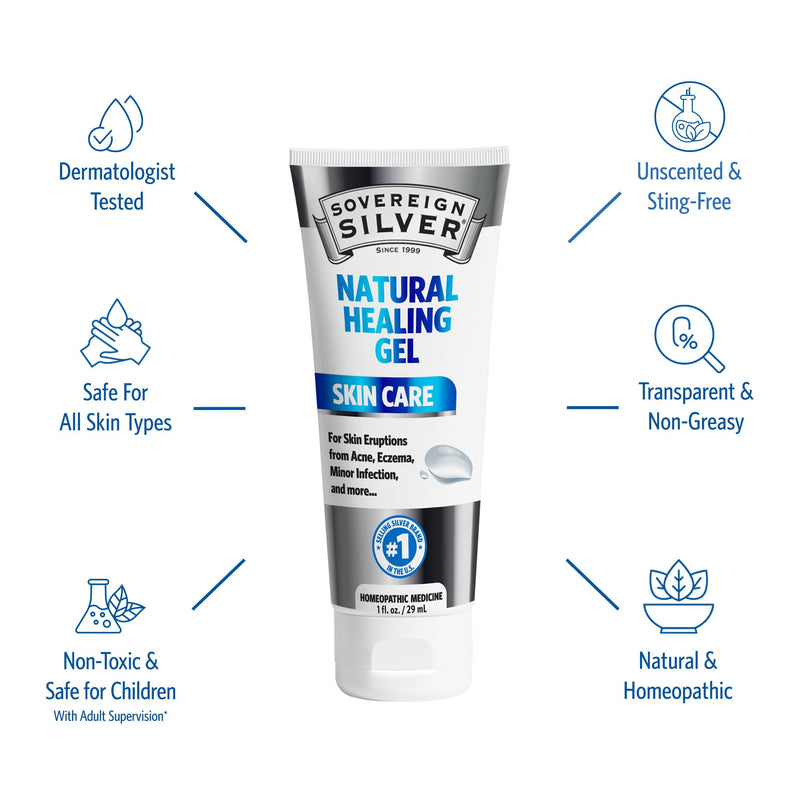[Australia] - Sovereign Silver Natural Healing Gel - Skin Care for Healing, Redness Reduction, Minimizing Acne Scars & Easing Inflammation - 1oz 1 Ounce (Pack of 1) 