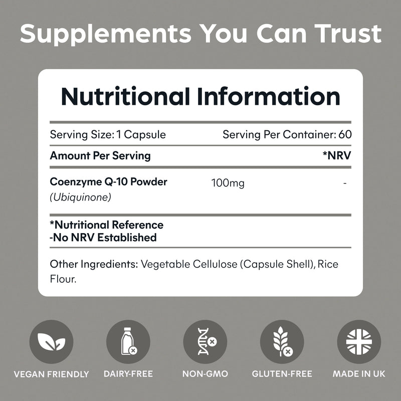 Purolabs CoQ10 Ubiquinol Coenzyme Q10 High Strength – 100mg CoQ10 Supplement for Energy, Heart, Brain & Cellular Support – High Absorption Ubiquinone Formula – 60 Vegan Capsules for Daily Wellness