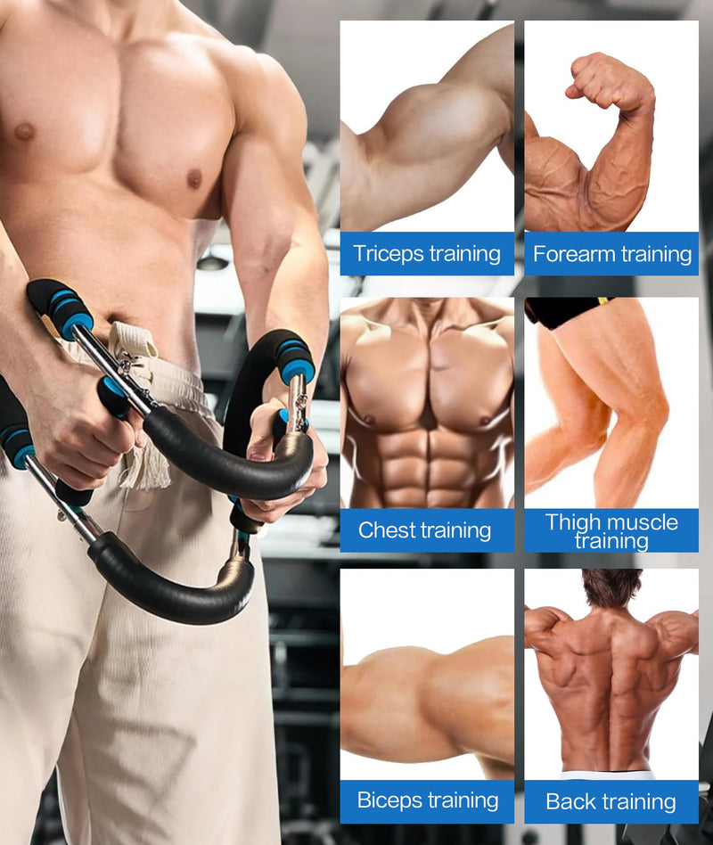 [Australia] - Twister Arm Trainer, 40-100lb Adjustable Chest Workout Equipment with 4 Spring & Training Poster, Power Twister Bar Arm Trainer, Portable Power Twister Bar, Detachable Design Fitness Anywhere 
