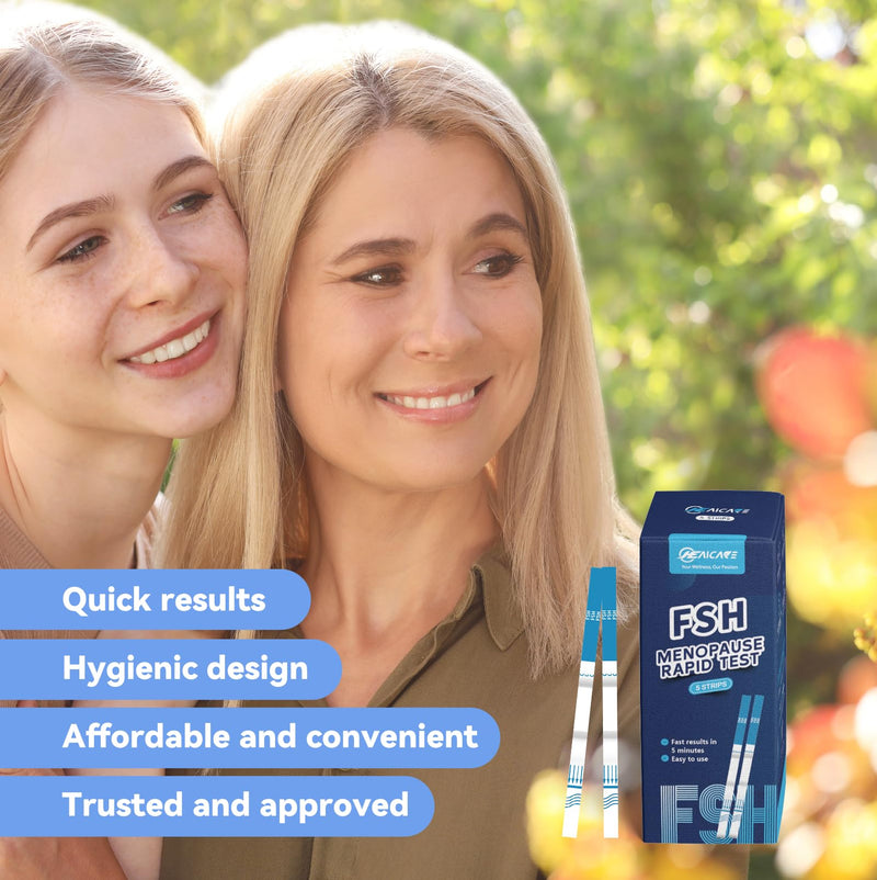 FSH Test Strips, 5-Pack Confirm Your Ovarian Status at Home Ovarian Reserve Assessment & Perimenopause Monitor Kit, Ultra-Clear 5-Min Results,