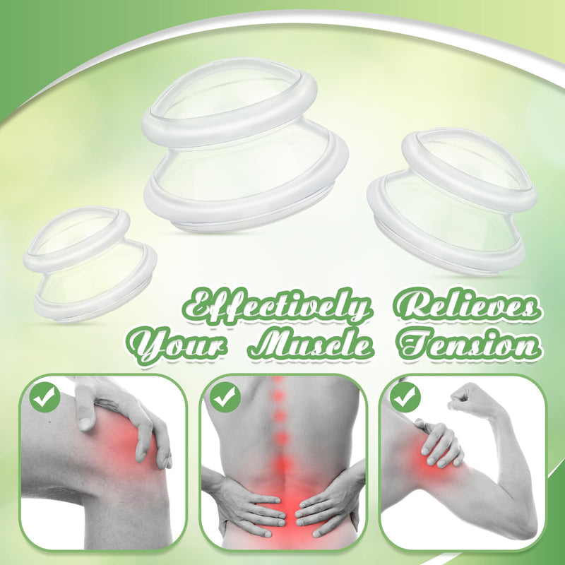 [Australia] - TrelaCo 6 Pcs Cupping Kit for Massage Therapy 3 Sizes Silicone Cupping Set Chinese Massage Therapy for Studio Household Cellulite Joint Pain Muscle Pain(Clear) Clear 