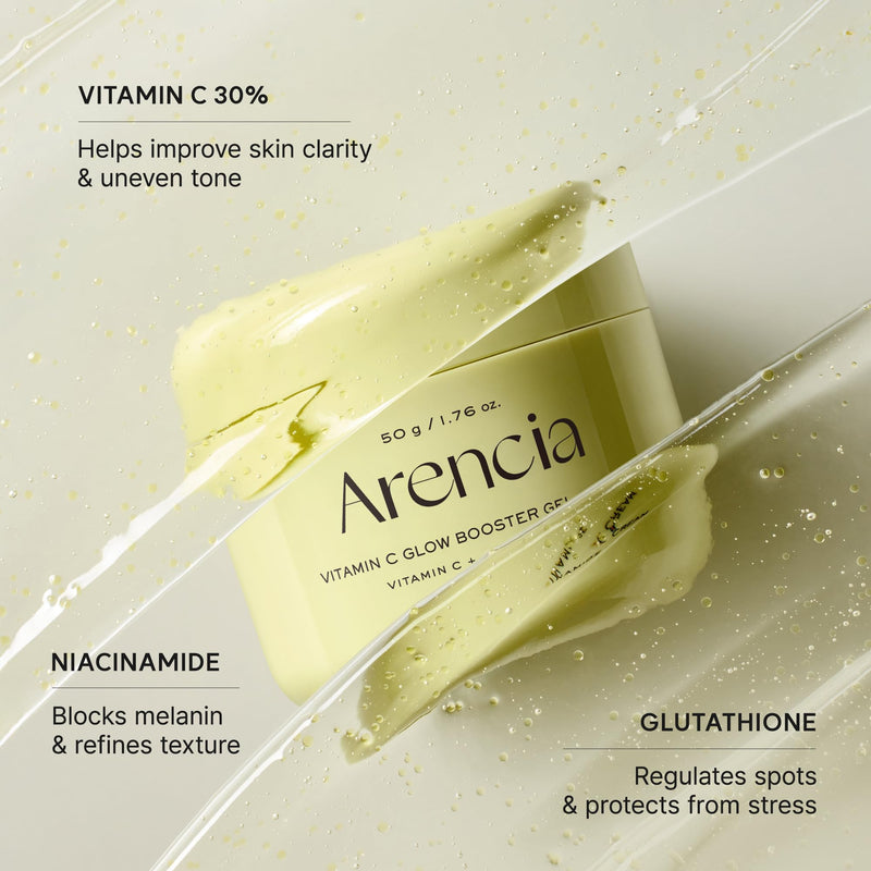 Arencai Vitamin C Booster Gel Cream with Niacinamide & Glutathione & Ceramide, Hydrating Gel Moisturizer, Supports Even-Looking Skin Tone & Smooth Texture, 50 g (1.76 oz)